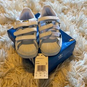 Adidas Kids superstar cf I White Sneakers size 7 toddler
